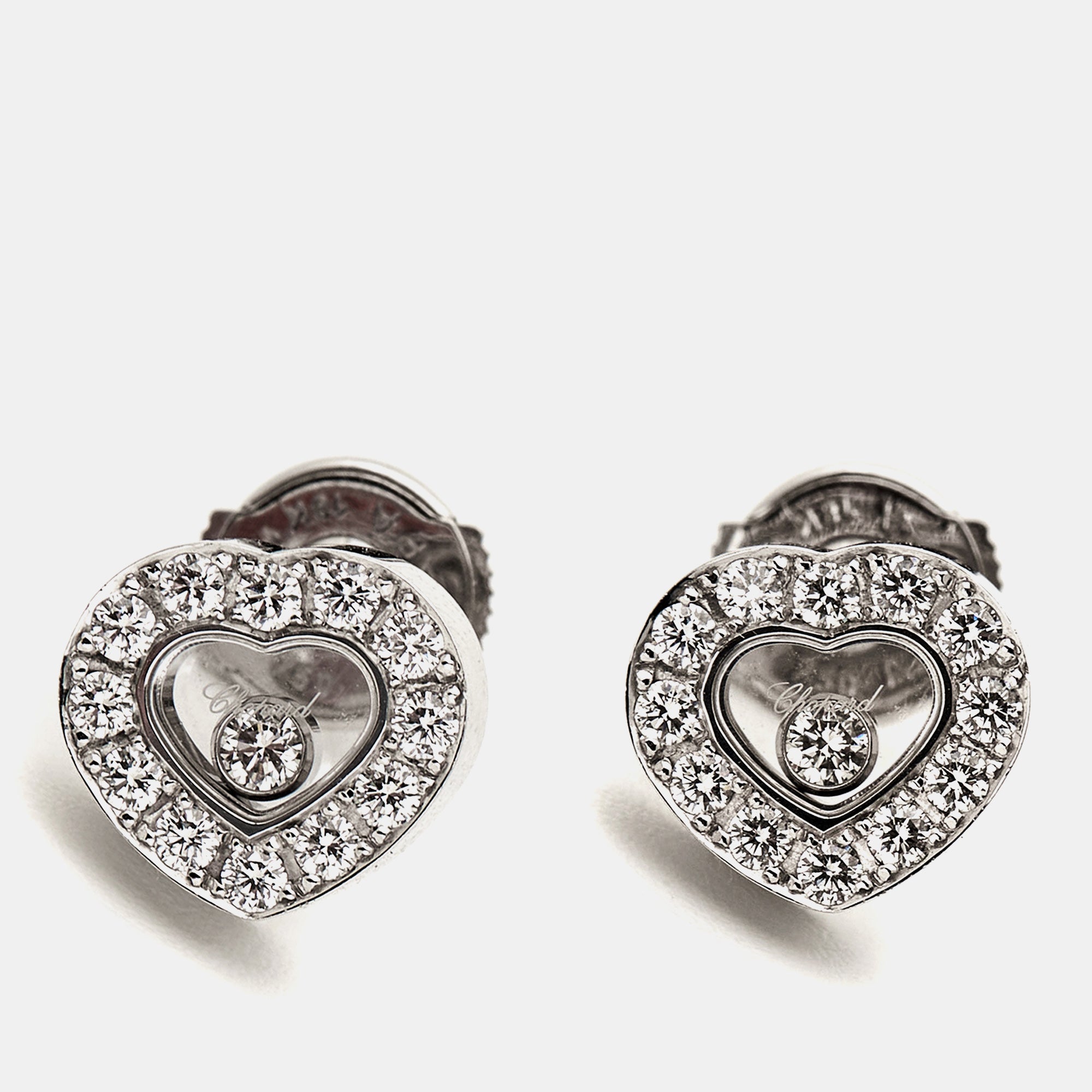 Chopard Happy Diamonds White Gold Pave Diamond Square Earrings New | eBay